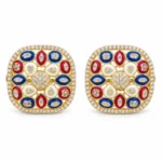 Red, Blue & Cream Meenakari – Blue and Gold High Quality Zircon – additional image 2