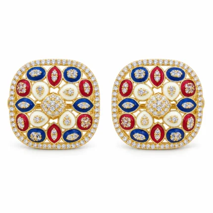 Red, Blue & Cream Meenakari – Blue and Gold High Quality Zircon – additional image 2