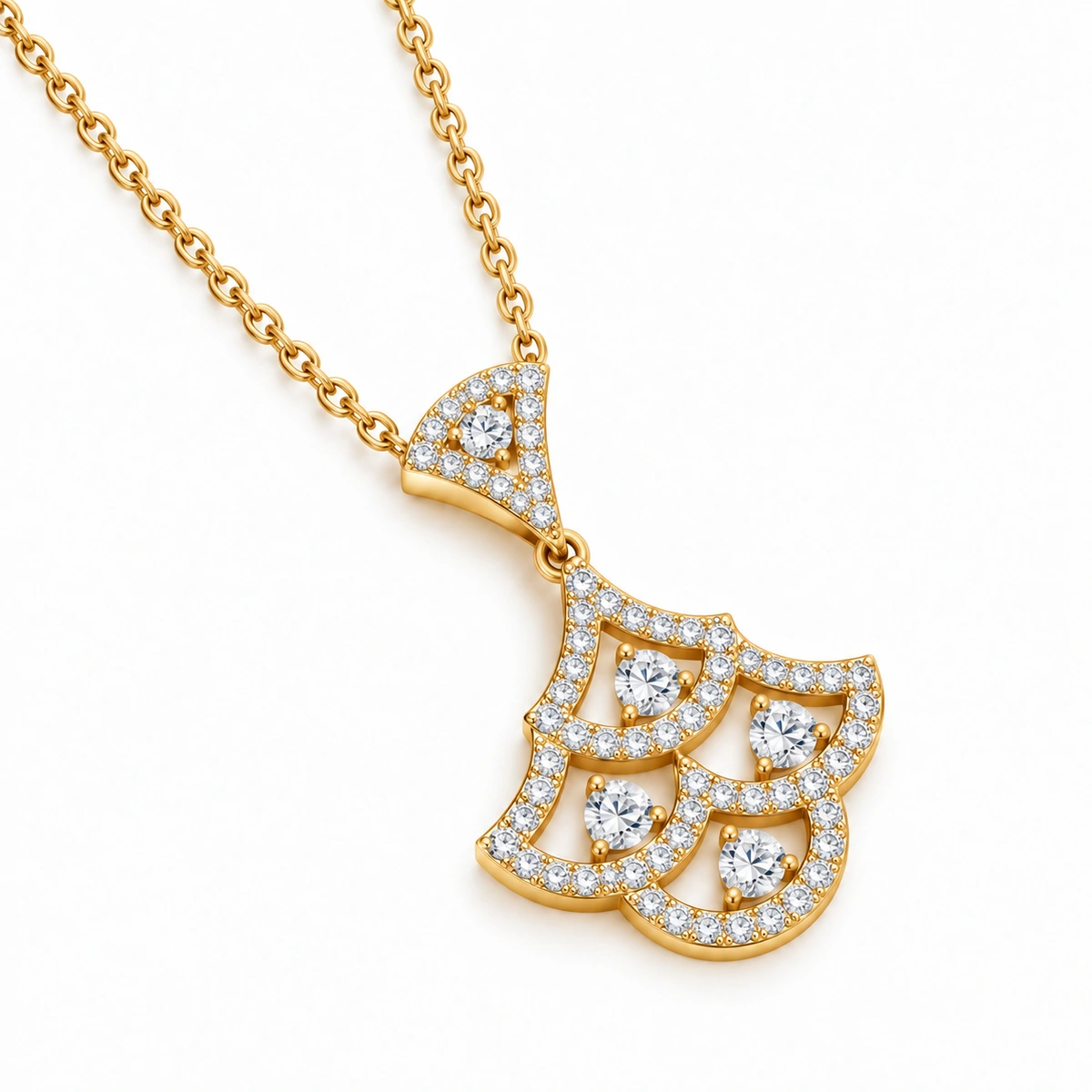 Gold Plated White Zircon Double B Initial Pendant – 925 Sterling Silver, 4 g – Main Image Double B Initial Pendant with Heart Details – 925 Sterling Silver – Gold Plated – Gold and Silver High Quality Zircon