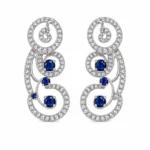 Asymmetric Spiral and Scroll Necklace with Matching Drop Earrings – Blue and Silver High Quality Zircon – additional image 2
