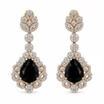 Marquise Link Necklace with Black Teardrop Pendant – Black and Silver High Quality Zircon – additional image 2