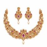 Peacock & Floral – 925 Sterling Silver – Gold Plated – Gold and Red High Quality Zircon & Pearl