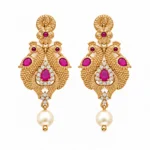 Peacock & Floral – Gold and Red High Quality Zircon & Pearl – additional image 2