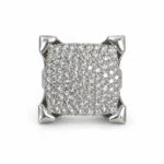 Square Micro Pave – 925 Sterling Silver – Deep Rhodium Plated – Silver and White High Quality Zircon