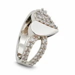 Half Heart – Silver and White High Quality Zircon – additional image 3