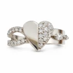Half Heart – Silver and White High Quality Zircon – additional image 2