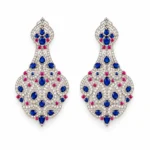 Bridal Necklace and Earrings Set – Blue and Pink Blue Stone – additional image 2