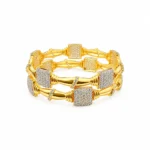 Square Pavé Zircon Bangles – Gold and White High Quality Zircon – additional image 2