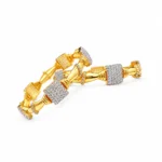 Square Pavé Zircon Bangles – Gold and White High Quality Zircon – additional image 3