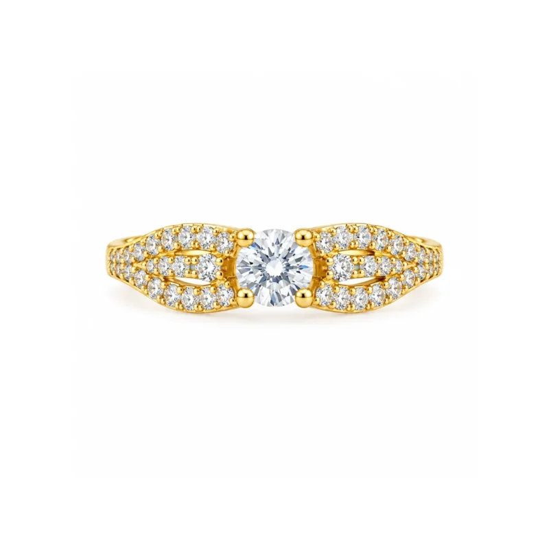 Split Shank Solitaire &ndash; Gold and White High Quality Zircon &ndash; additional image 2