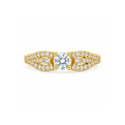 Split Shank Solitaire – Gold and White High Quality Zircon – additional image 2