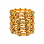 Rajwada Meenakari with Red, Green and Blue Enamel; Matte Finish – 925 Sterling Silver – Gold Plated / Antique Color