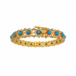 Gold plated blue floral single bangle in 925 Sterling Silver, 12 g – view 3