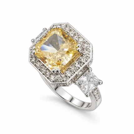 Cushion Halo – 925 Sterling Silver – Deep Rhodium Plated – Silver and White High Quality Zircon