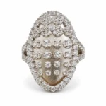 Oval Pave – 925 Sterling Silver – Deep Rhodium Plated – Silver and White High Quality Zircon