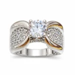 Bow Ribbon – 925 Sterling Silver – Deep Rhodium Plated – Silver and White High Quality Zircon