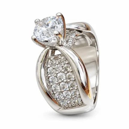 Bow Ribbon – Silver and White High Quality Zircon – additional image 2