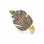 Leaf Wrap – 925 Sterling Silver – Gold Plated – Gold and White High Quality Zircon