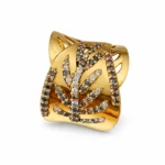 Wide Leaf Pattern – Gold and White High Quality Zircon – additional image 2