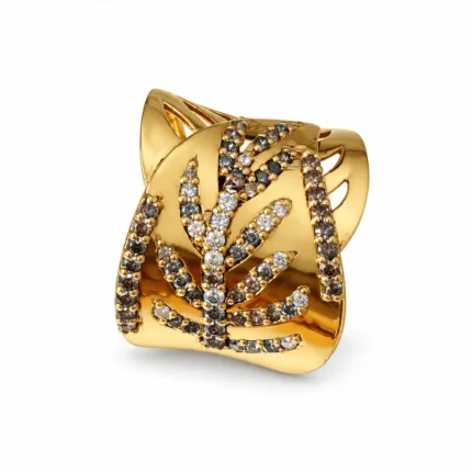 Wide Leaf Pattern – Gold and White High Quality Zircon – additional image 2