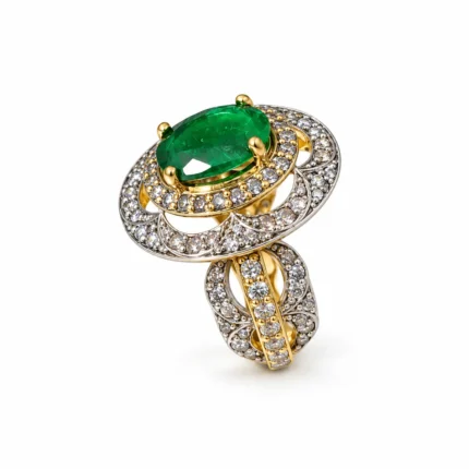 Oval Halo – Gold and Green High Quality Zircon – additional image 2