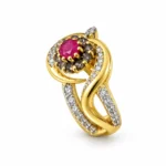 Round Halo – Gold and Red High Quality Zircon – additional image 2