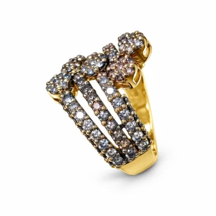 Double Flower Bypass – Brown and Gold High Quality Zircon – additional image 2
