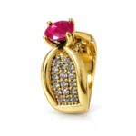 Pave – 925 Sterling Silver – Gold Plated – Gold and Red High Quality Zircon