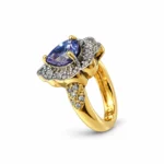Oval Halo – Blue and Gold High Quality Zircon – additional image 2