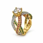 Twisted Pave – Gold and Green High Quality Zircon – additional image 2