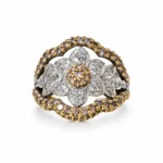 Flower – 925 Sterling Silver – Gold Plated – Brown and Gold High Quality Zircon