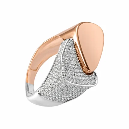 Dual Tone Designer – 925 Sterling Silver – Rose Gold Plated / Deep Rhodium Plated – Rose Gold and Silver High Quality Zircon