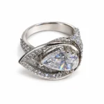 Pear Double Halo – Silver and White High Quality Zircon – additional image 2
