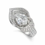 Pear Double Halo – Silver and White High Quality Zircon – additional image 3