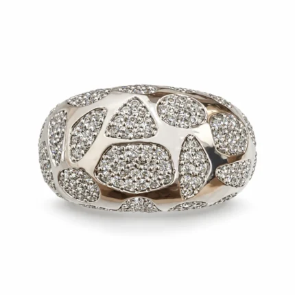 Wide Pattern Band – Silver and White High Quality Zircon – additional image 2