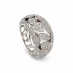 Wide Pattern Band – 925 Sterling Silver – Deep Rhodium Plated – Silver and White High Quality Zircon