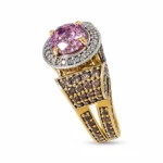 Oval Halo with Scroll Shoulders – Gold and Purple High Quality Zircon – additional image 3