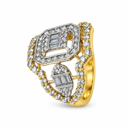 Geometric Baguette Cluster – Gold and Silver High Quality Zircon – additional image 2
