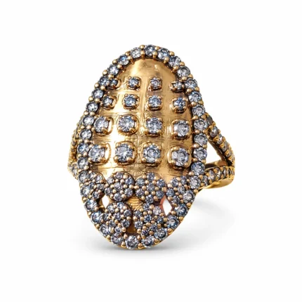 Oval Shield – Gold and White High Quality Zircon – additional image 2