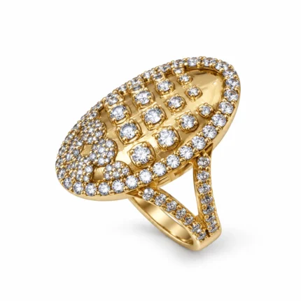 Oval Shield – 925 Sterling Silver – Gold Plated – Gold and White High Quality Zircon