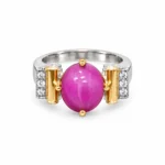 Oval Cabochon – Gold and Silver High Quality Zircon, Pink Stone – additional image 4