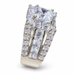 Square Stone / Three-Row Band – Silver and White High Quality Zircon – additional image 2
